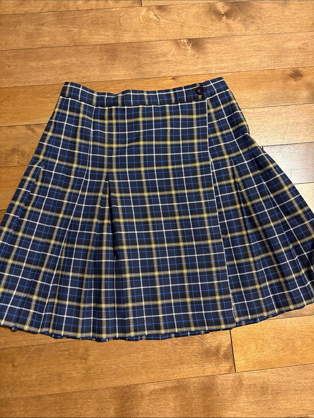 Y2K Plaid Pleated Mini Skirt in Navy and Yellow